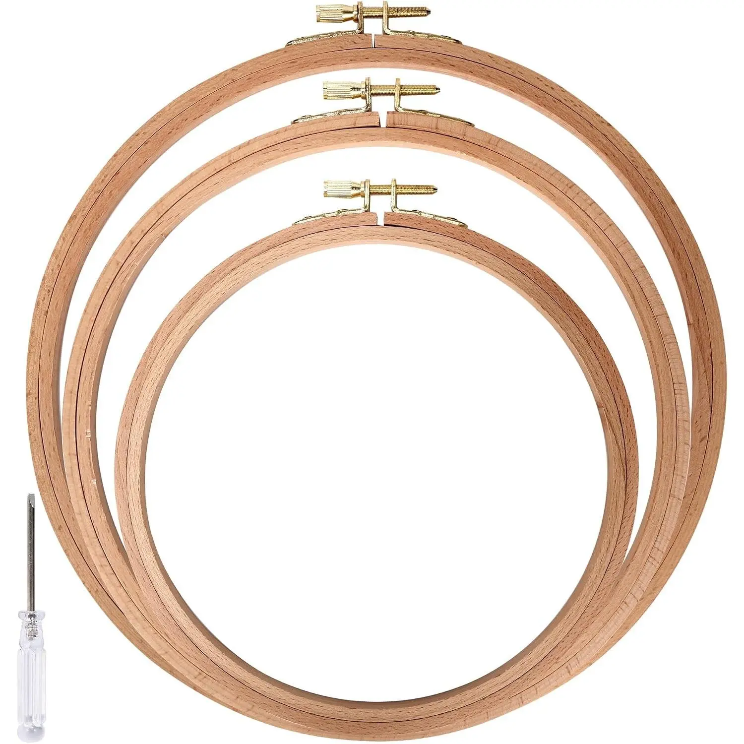 3 Pieces Beech Wood Embroidery Hoops Set, 7 Inch to 9 Inch | Round Embroidery Hoop Cross Stitch Hoop Rings for Embroidery, Sewing and Home OrnamentsGift