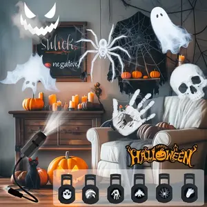 1 Light + 3pcs/6pcs Projection Pattern Halloween Spooky LED Projection Light, LED Halloween Light USB Night Light for Halloween Decoration, Wall And Ceiling Decoration, Perfect Holiday Gift, Halloween Holiday Lighting Display