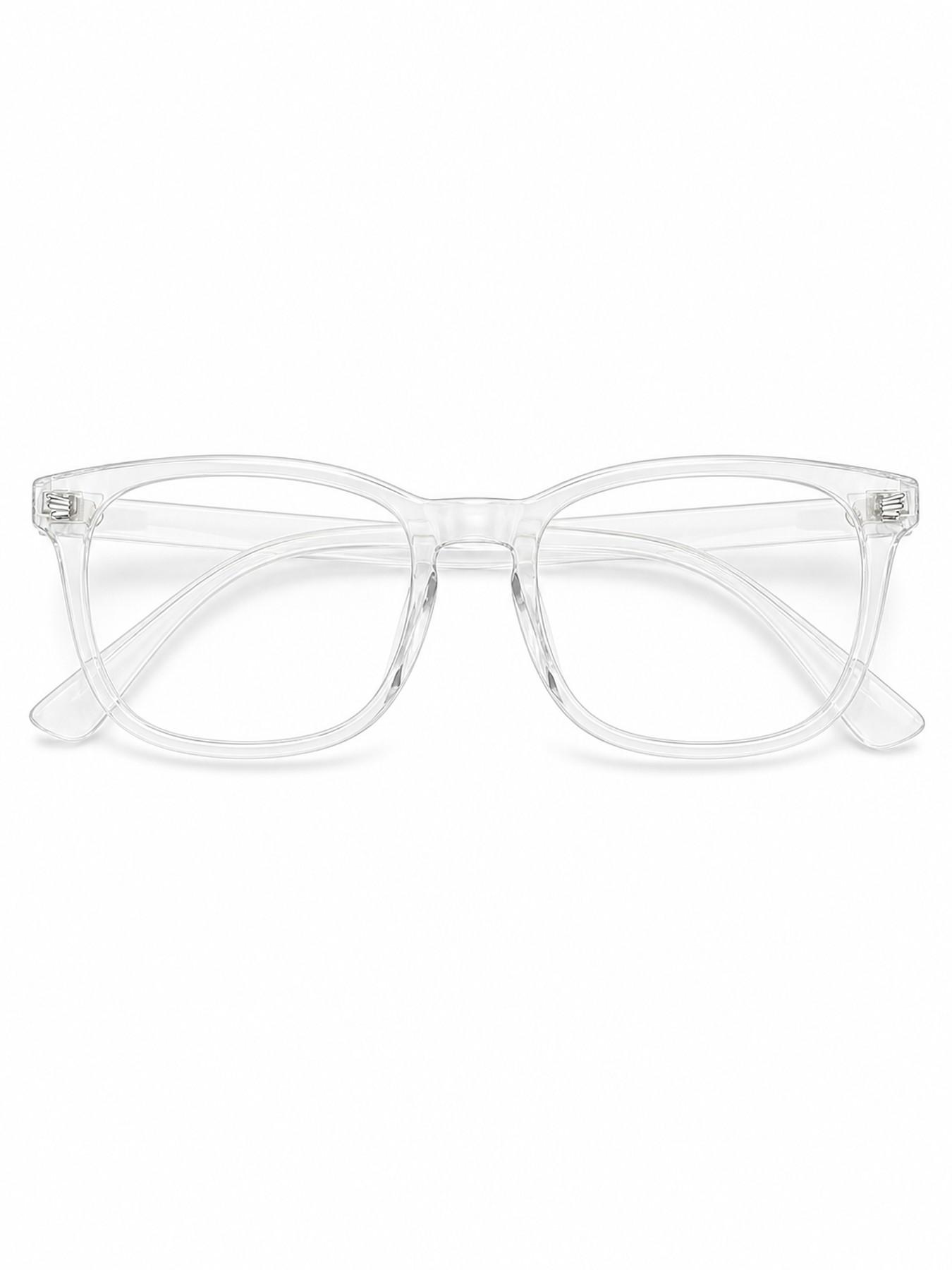 Women's PC Square Transparent Glasses, Square Frame Eyeglasses, Anti-Blue Light, Casual Style, Suitable for Office and, All Seasons