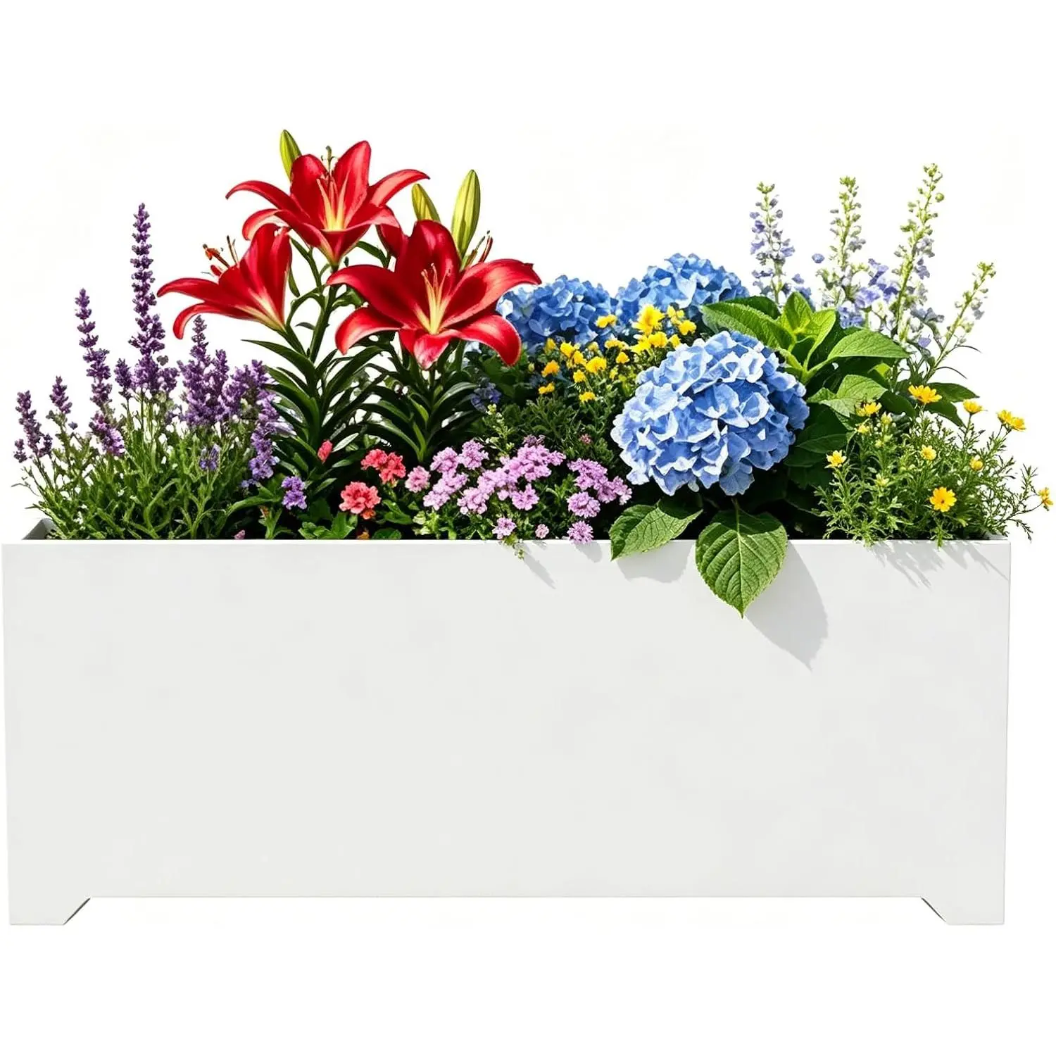 32" Metal Large Rectangular Planter - Black Long Planter Box with