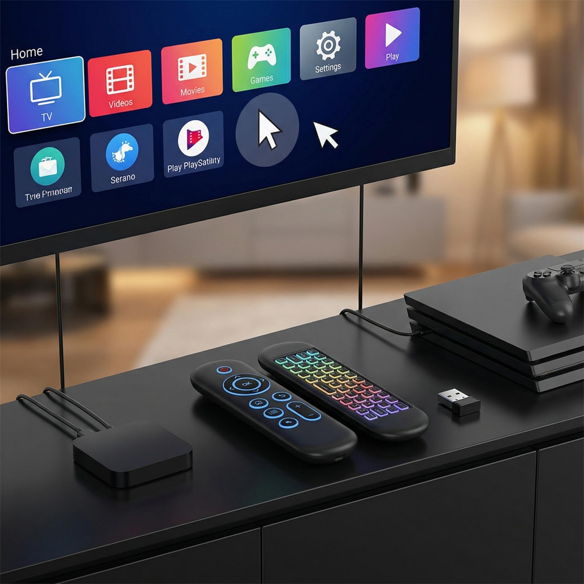 Mini Bluetooth Wireless Keyboard Remote,2.4G, 6-Axis Gyroscope, with Backlit, USB Charging for Smart TVs Stick 4k, Android TV Box, TV Stick Streaming Player, PC,Projector,Air Mouse Mini Wireless Keyboard