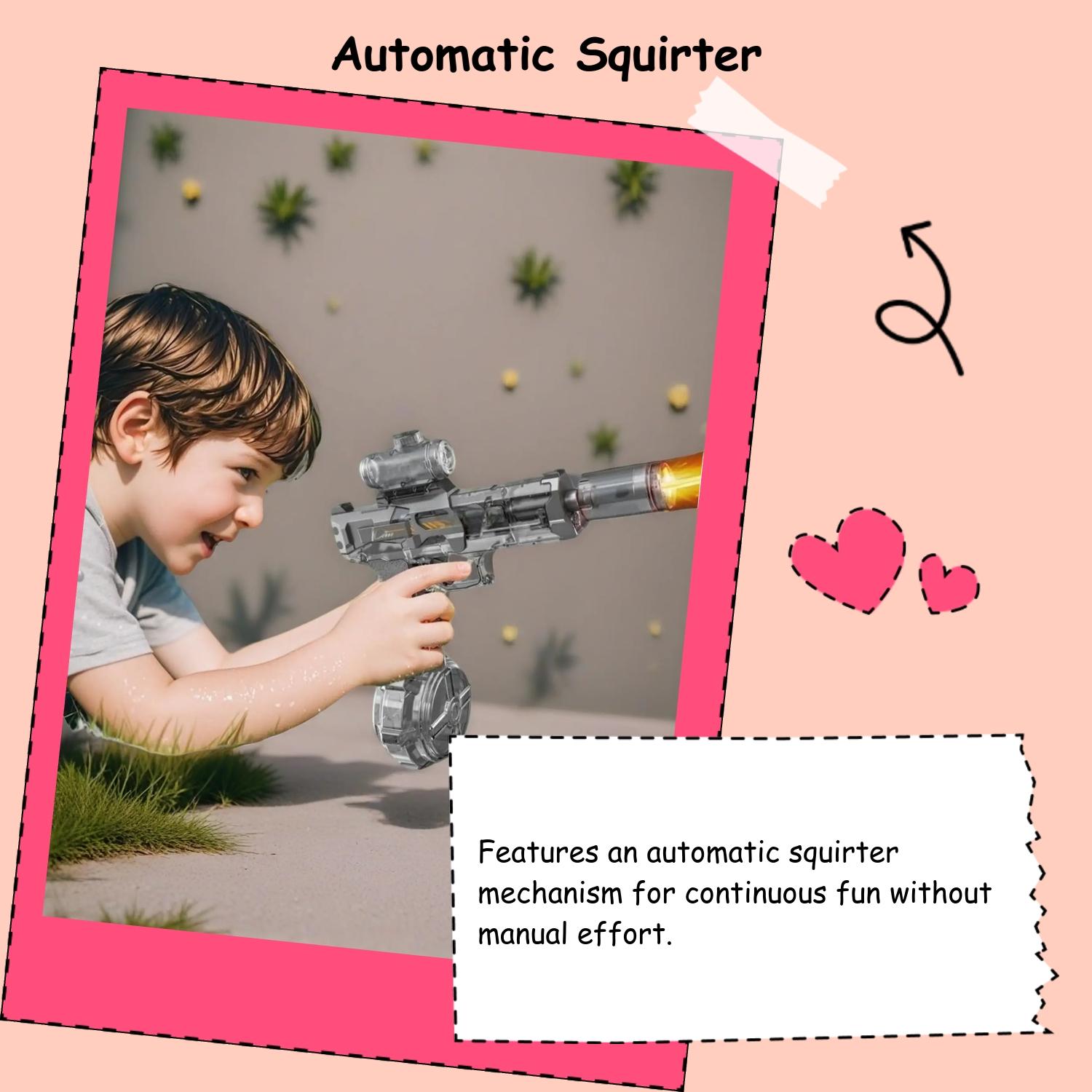 Electric Water Gun with LED Light, Automatic Squirter, Dazzling Outdoor Playtoy for Boys & Girls, Ideal Summer Accessory