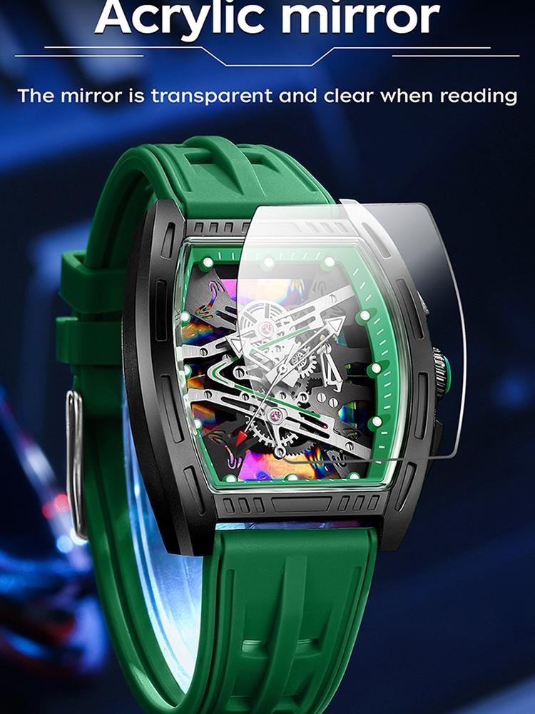 1Pcs Brand Men's Barrel shape Watches Waterproof, Trendy Retro Style Watch for Man,Luxury Male Quartz Wristwatch, Silicone strap/ABS plastic case, Fashion Trend Men Business Watch, Holiday Birthday Gifts