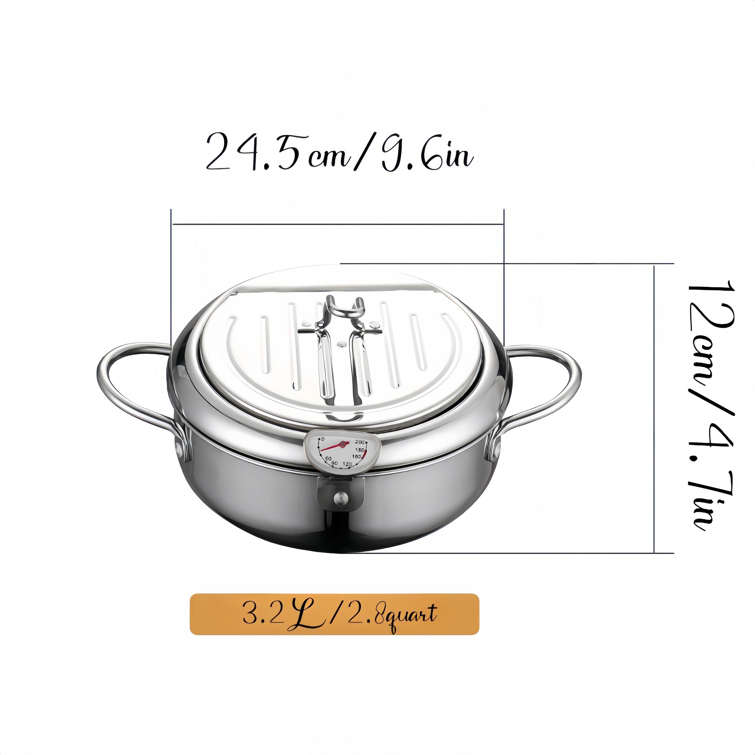 Stainless Steel Deep Frying Pan with Lid, 1 Count Non-stick Deep Fryer with Oil Drip Filter Rack for Fried Chicken