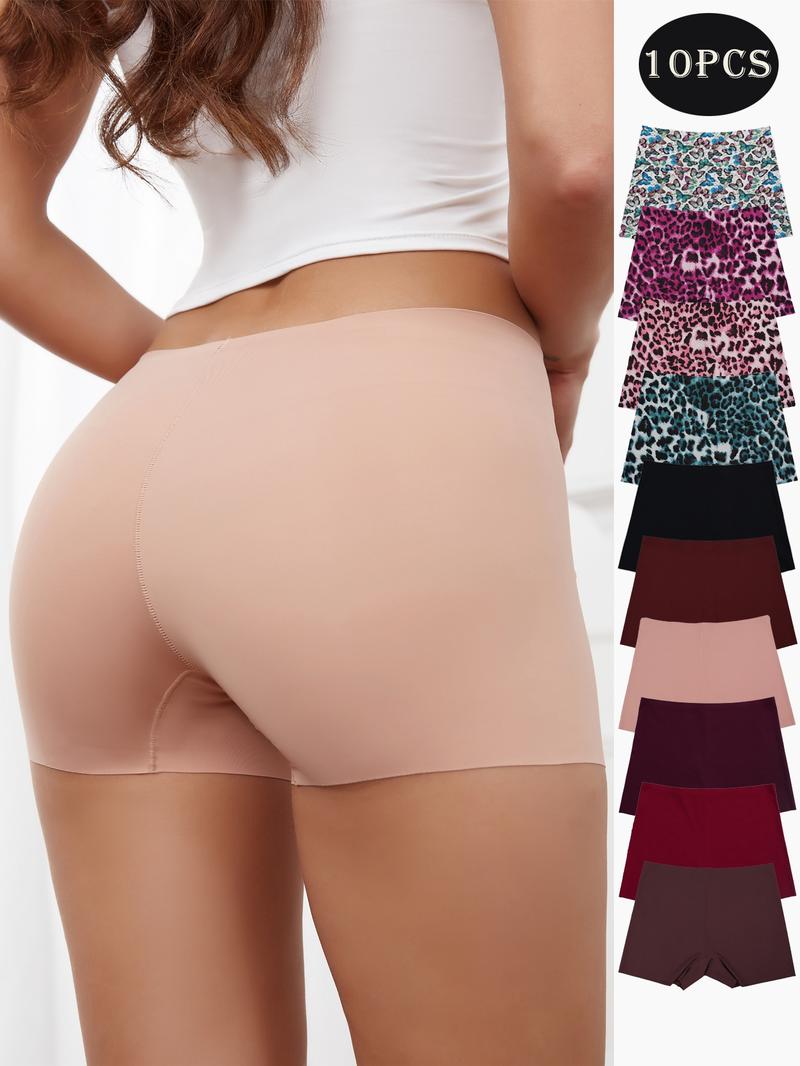 Women's Solid Color Seamless Boyshorts, Soft Comfy Breathable Boyshorts for Daily Wear, Women's Underwear for All Seasons, Seamless Panty