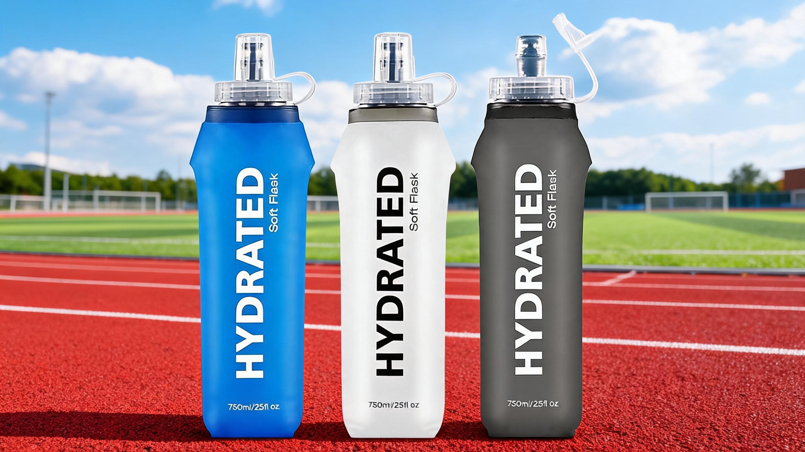 softice bottle2 Pack 500ml TPU Soft Water Flasks with Dust Cap, BPA-Free Foldable Portable Hydration Bottles for Running Vest, Hiking and Cycling
