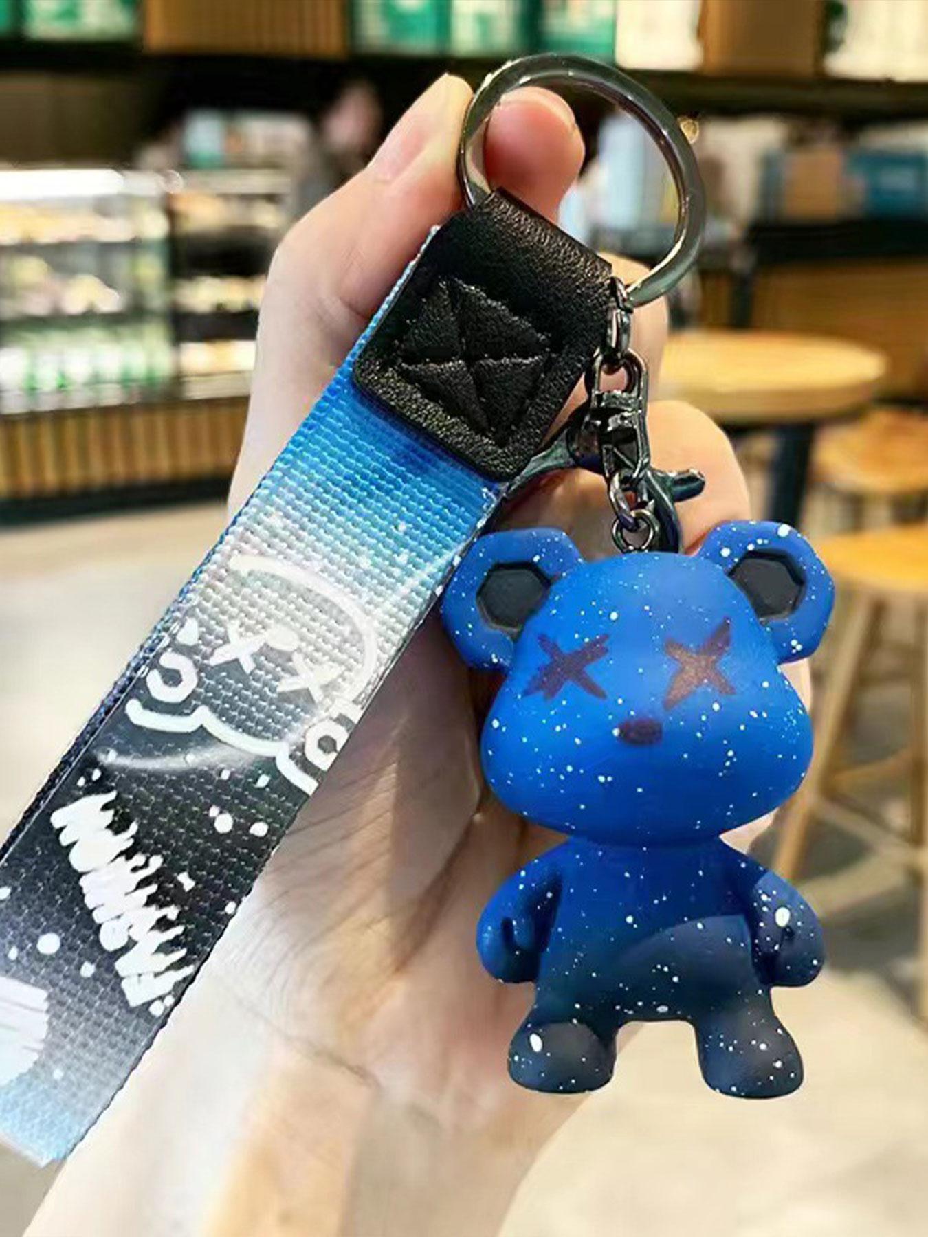 Gradient Starry Sky Bear Keychain, Cool Street Style, Dull-Resistant, Wear-Resistant, Can Hang Backpack/key, Show Personal Attitude
