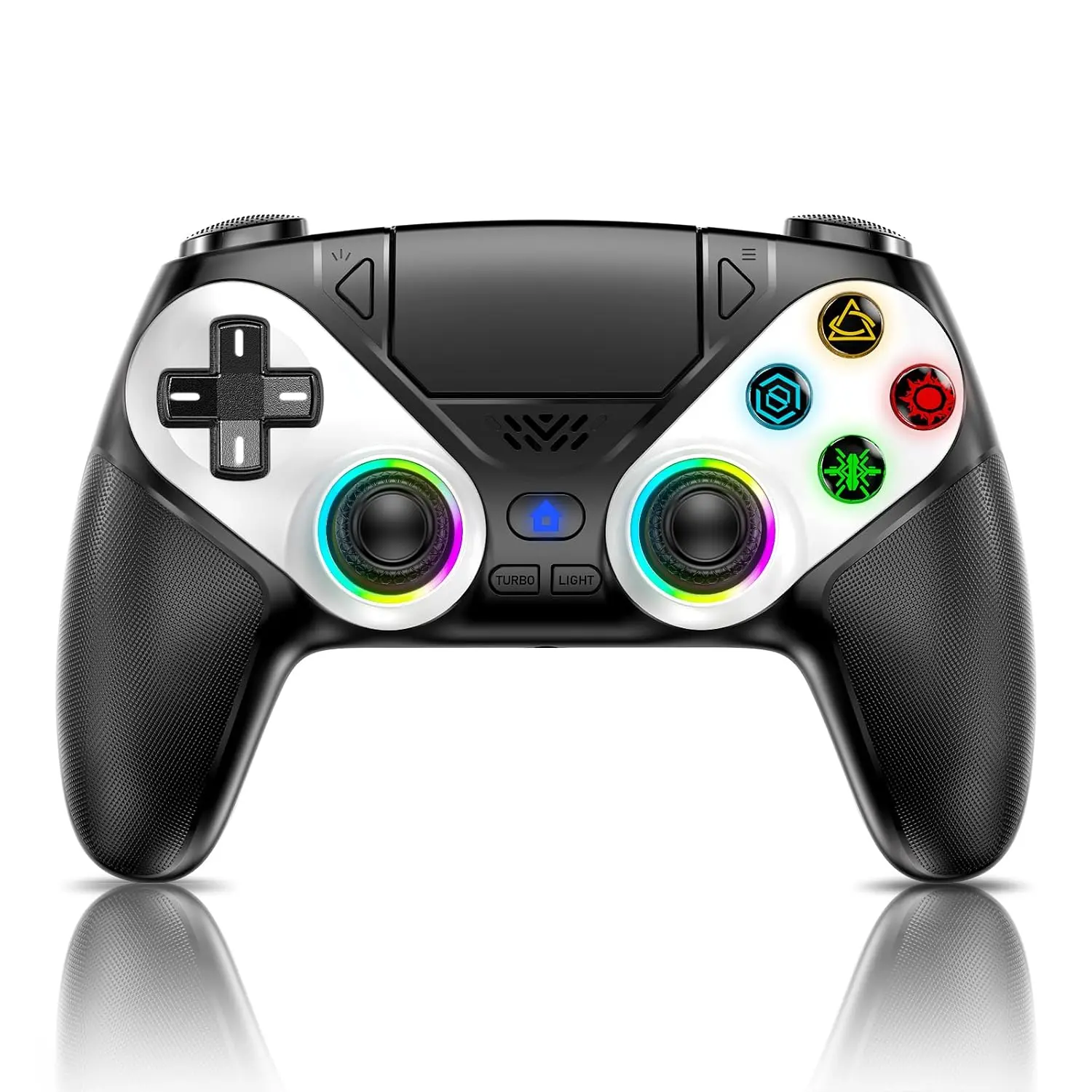 LED Wireless Controller for PS5, Compatible with PS5 Pro/Slim/PC, Dual Vibration, Macro/Turbo Function, 3.5mm Audio Jack, 6-Axis Motion Control Gamepad with Speaker| RGB Backlit Joysticks, Rechargeable Bluetooth Remote