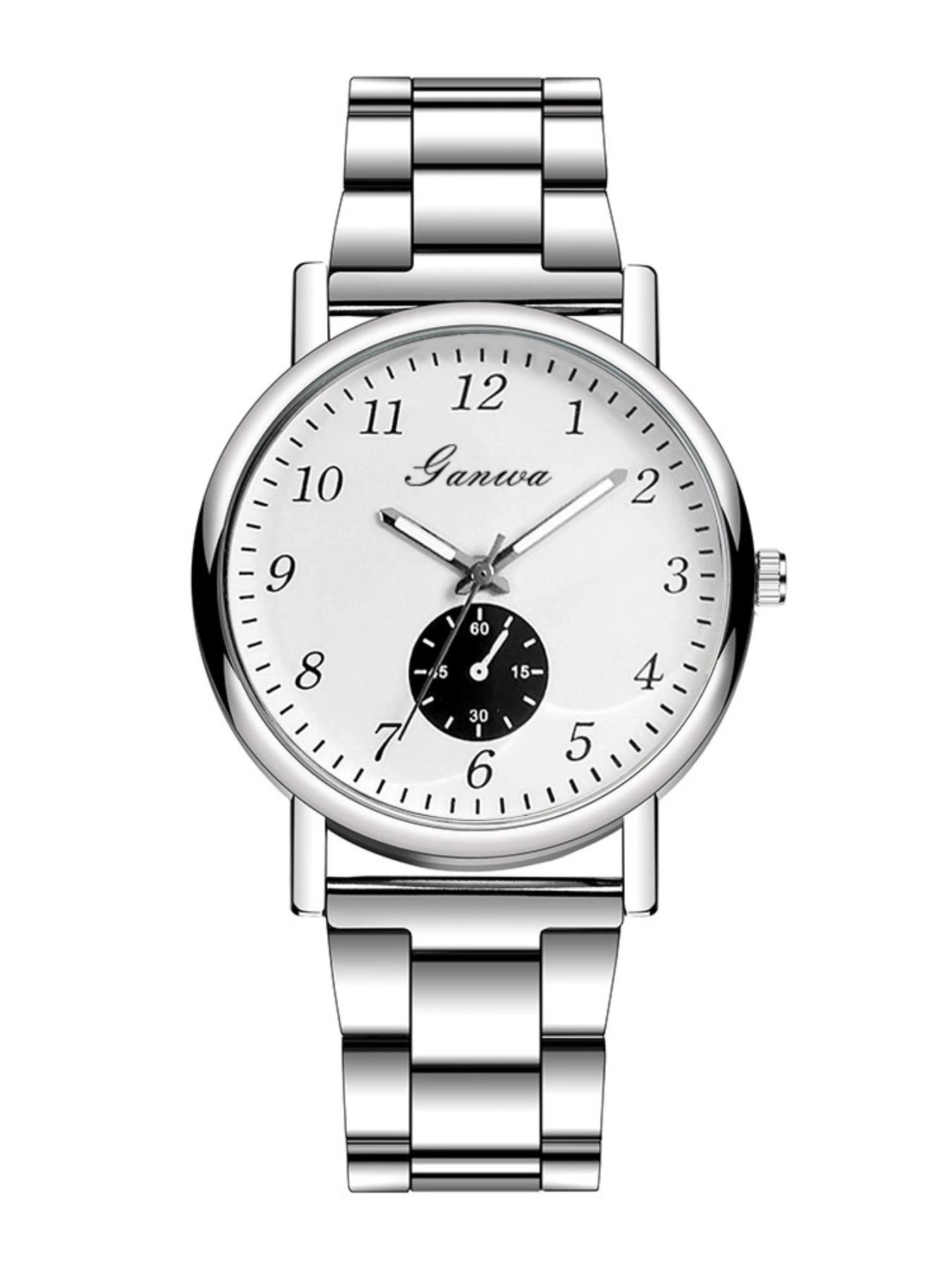 Men's Modern Quartz Watch, Stainless Steel Case, Analog Face, Business Casual Style, Includes Gift Box, All Seasons Wear
