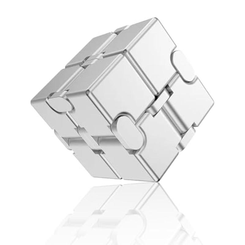 Aluminum Alloy Stress Relief Cube, Anti-Scratch Smooth Rotation, Unisex Finger Pressure Relief Toy, Office Desk Decor, Ideal Gift