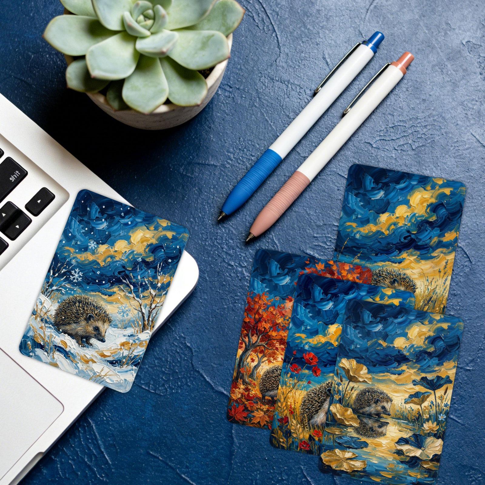 36-sheet cute watercolor hedgehog scenery art card set, cross-border new style, perfect for gift giving, blessing messages, greeting cards