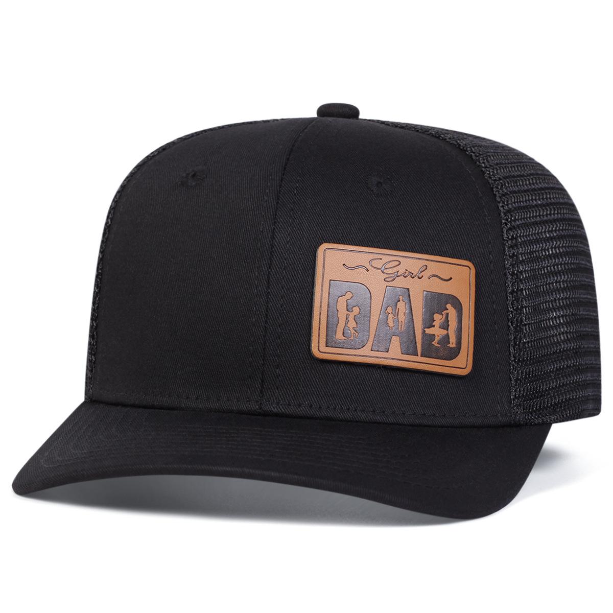 "Girl Dad" Leather Patch Trucker Hat Father Daughter Themed Mesh Back Cap for Men, Casual & Heartfelt Gift