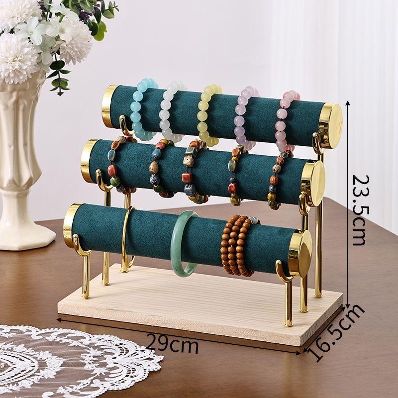 High-End Bracelet Jewelry Storage Rack, 1/2/3 Layer Display Stand, Portable Solid Wood, Suitable for Living Room, Desk, Shop