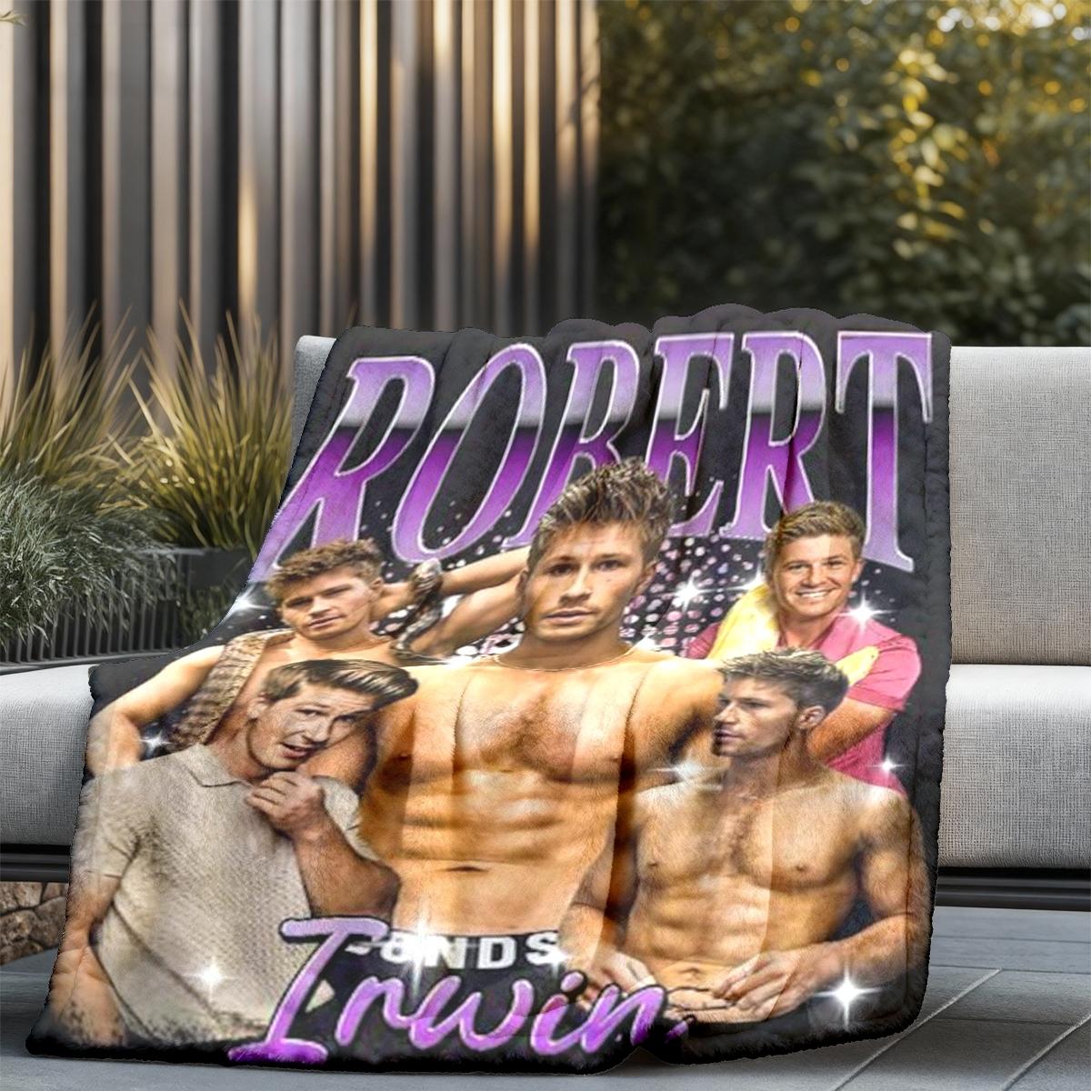 Robert Irwin Starry Patchwork Flannel Throw Blanket, Large Size, Soft Lightweight Warm, Perfect for Bed Sofa Office Camping Travel Christmas Gift