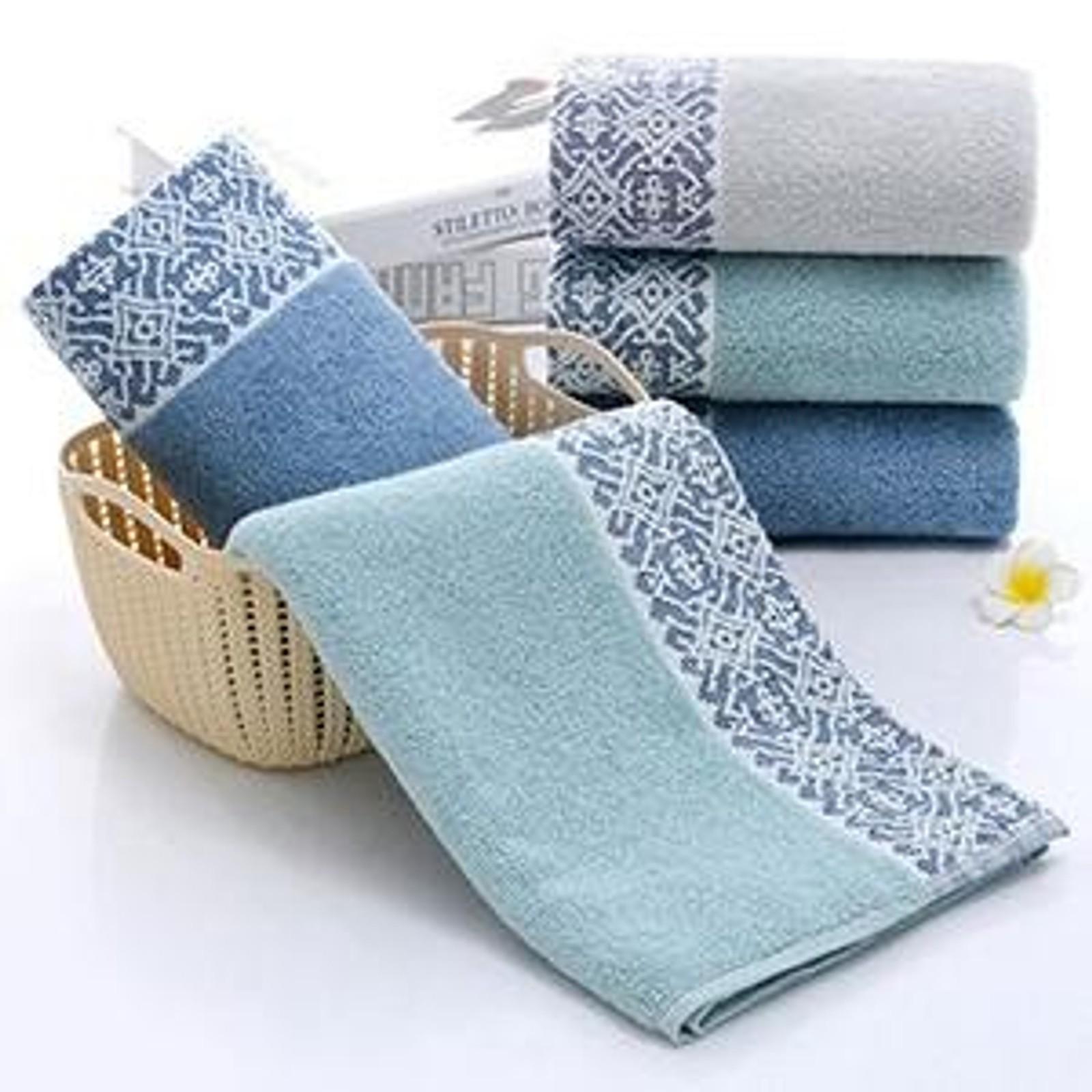 2 Pack Cotton Hand Towels,100% Cotton Face Towels, Durable Highly Absorbent Soft Washcloth Towel for Premium Luxury Spa Hotel Bathroom, Camping, Gym 14 x 30 Inch Maoj-lassical Blue