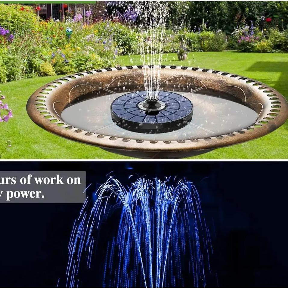 Solar Fountain, Solar Powered Bird Bath Fountain Pump, 1.5W Solar Panel Kit Water Pump, Outdoor Watering Submersible Pump for Pond, Pool, Garden, Fish Tank