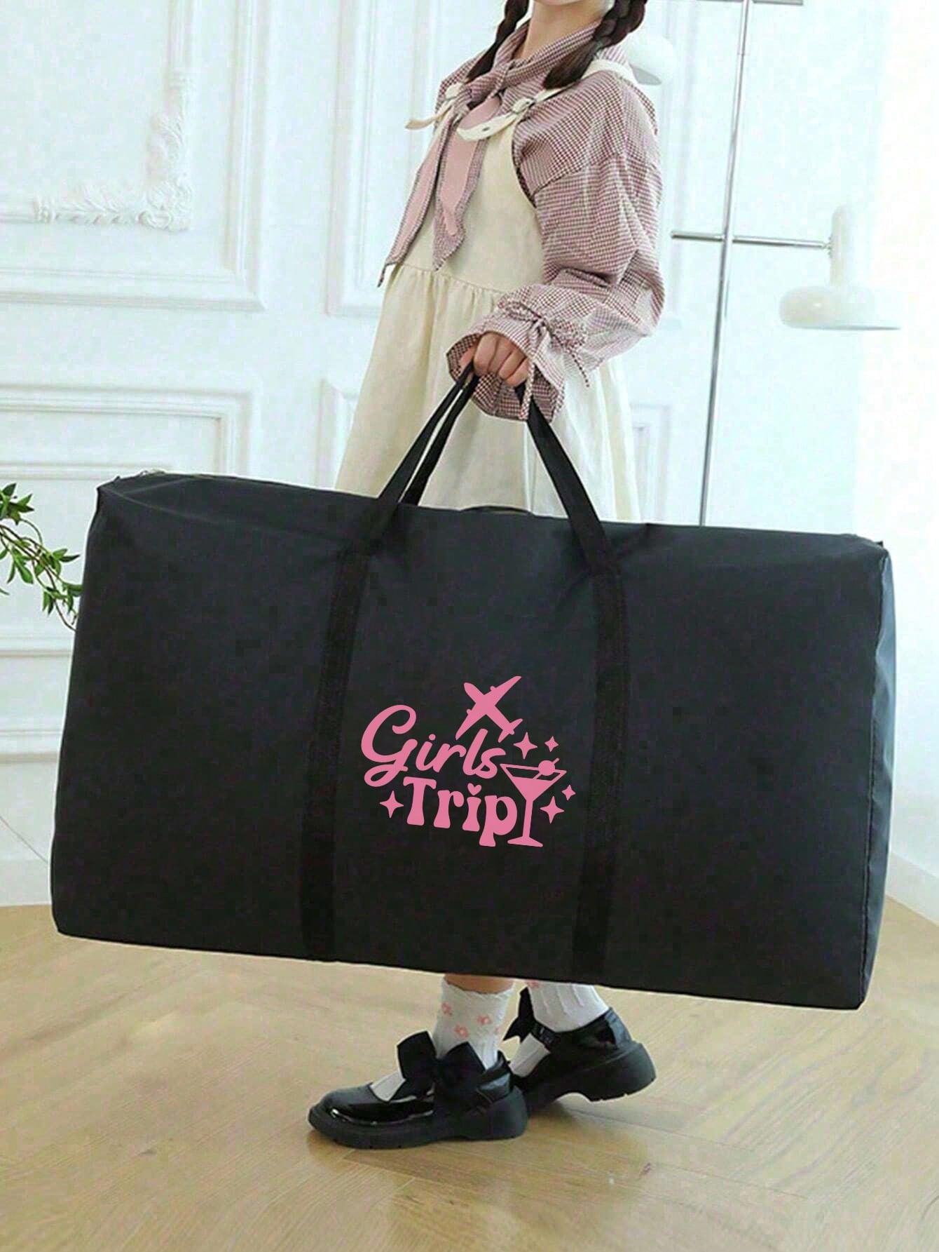 1 foldable travel bag, unisex storage bag, portable handbag, large capacity luggage bag, airplane pattern, multifunctional travel accessory, luggage bag, moving bag, Oxford cloth material, packing luggage bag