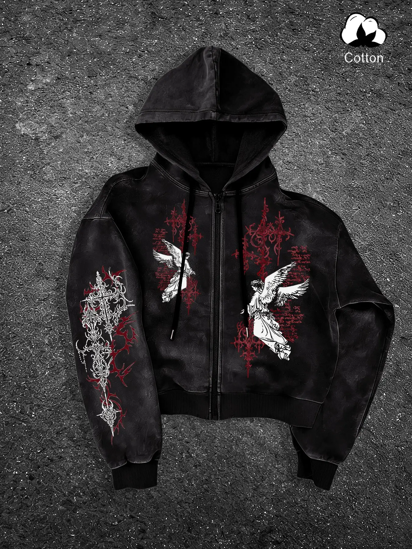 トップス 00s cross zip black hoodie cross zip hoodie - TikTok Shop