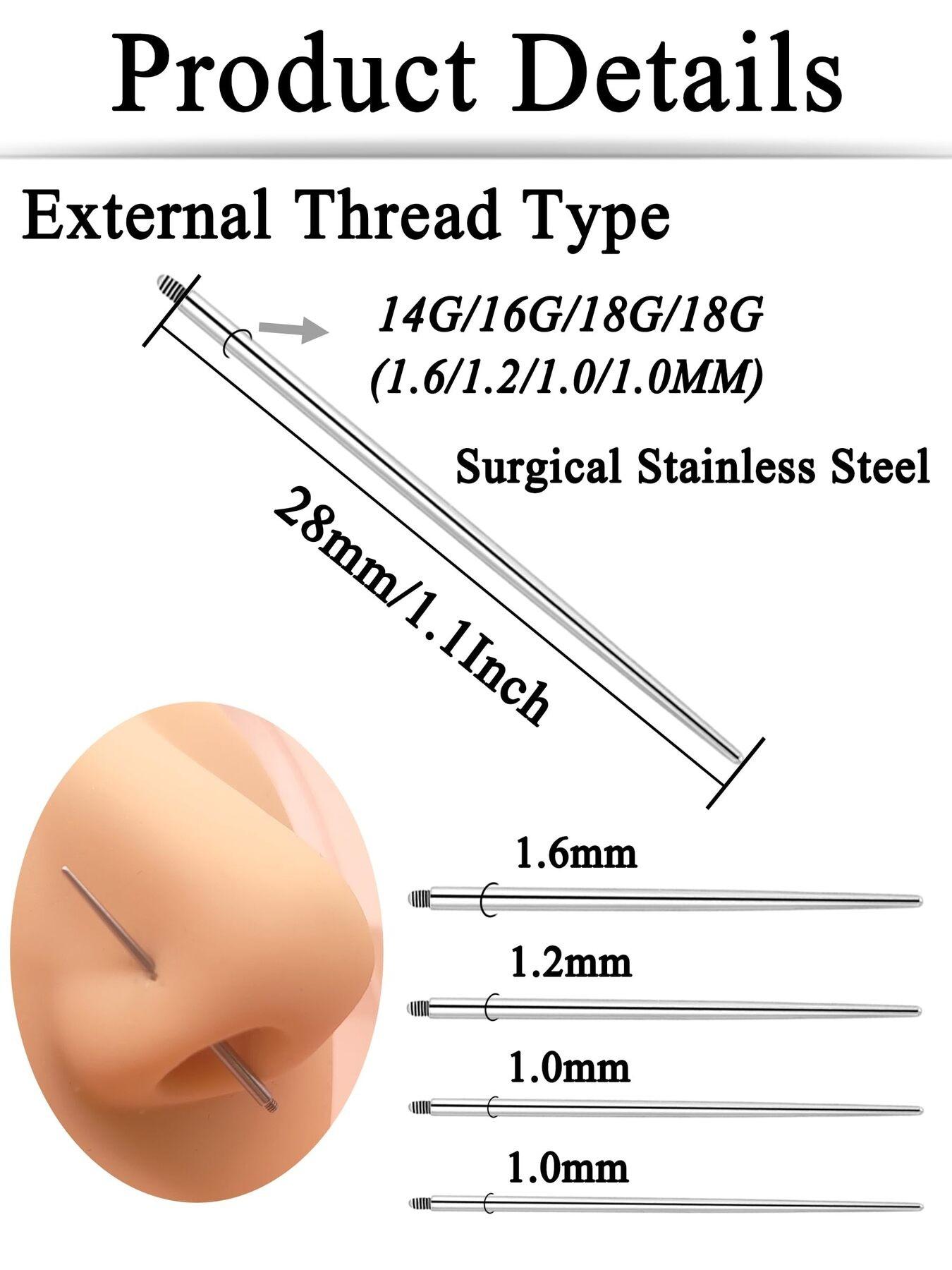 12 Pcs Piercing Needles Set Minimalist & Professional Surgical Stainless Steel Multi-Gauge (14G/16G/18G/20G) Multi-Type (Threaded/Threadless) For Body Piercing Artists Beginners Daily Use Gift