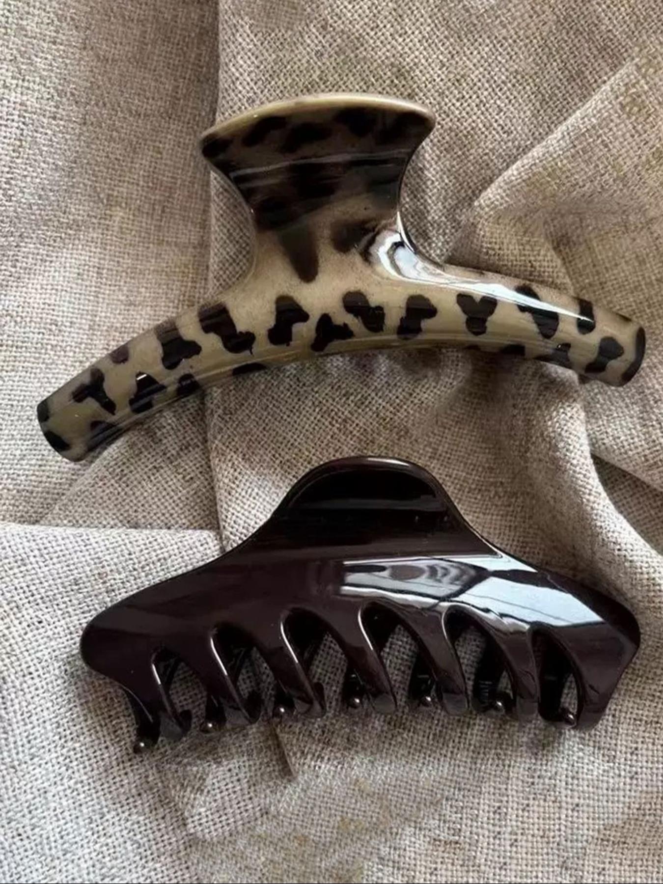 Leopard Print Hair Clips Set Vintage Bold! Leopard Print Hair Claw Metal - Etsy main image 2