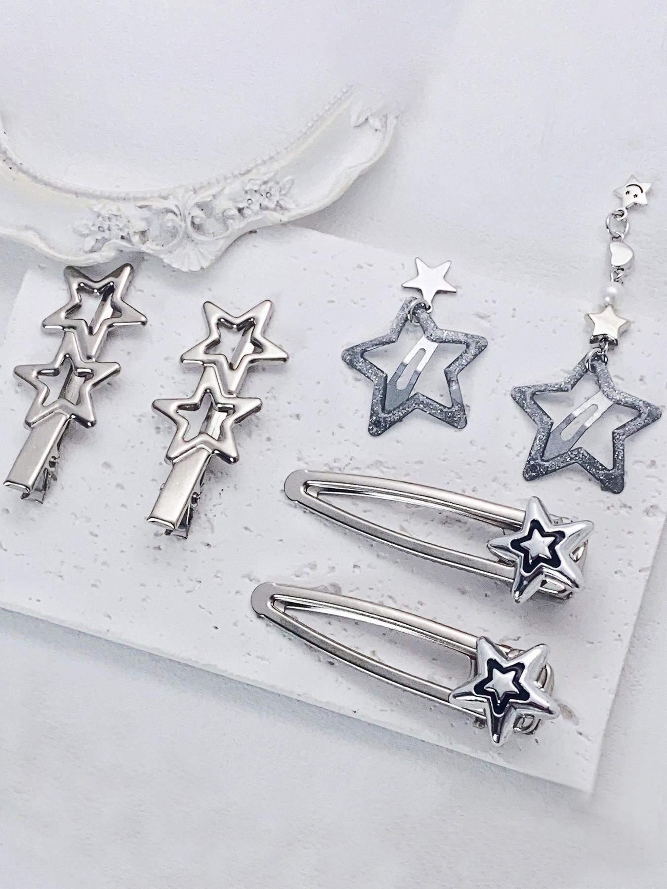 Cute Star Design Hair Clips, Super Cute Clips, Fashionable Hair Accessories for Women & Girls, Y2K Style Hair Clips for Party, Daily Clothing Decor, Birthday Gift