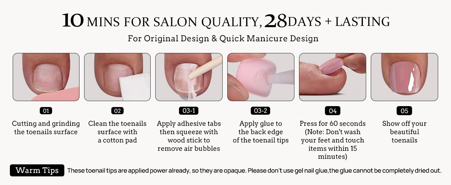 BTArtboxnails SCOATTIPS Short Toe Nail Tips - Non-UV Lamp Toenails for Women,  Only 160 Pcs 16 Sizes Soft Gel Toe Nail Press Ons, Soak Off Acrylic Fake Toe Nail Extensions