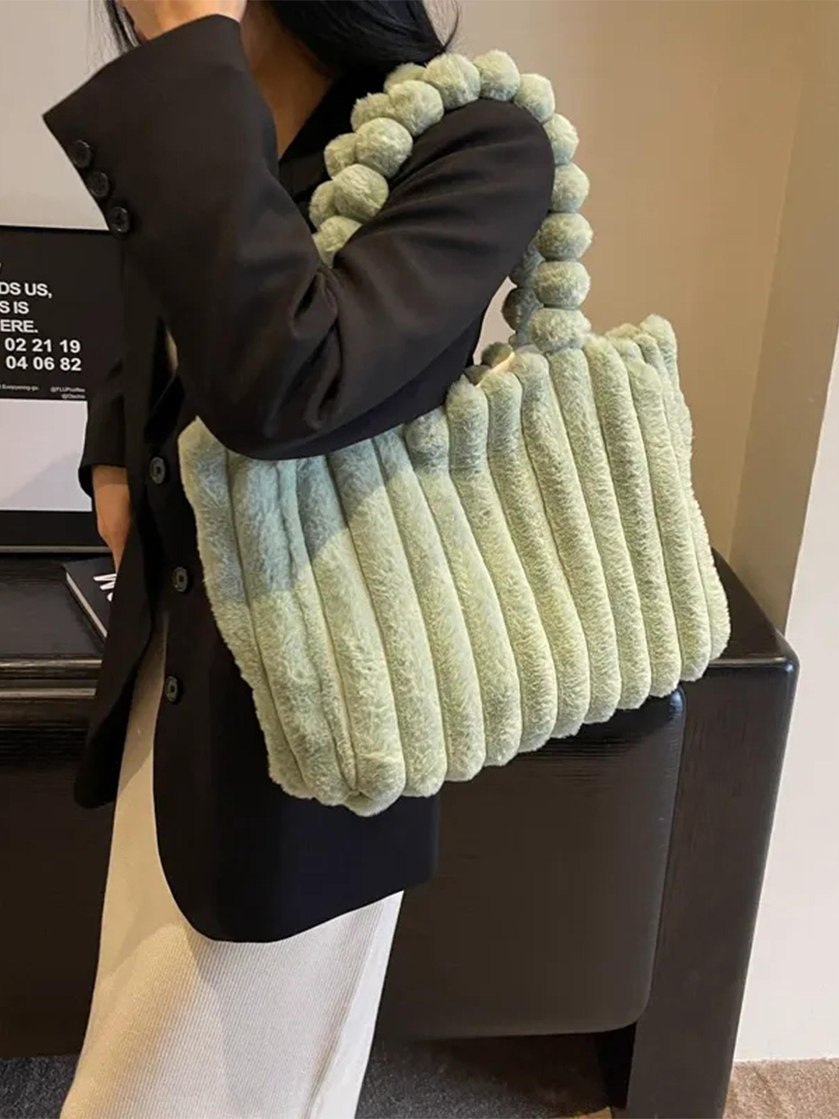 Valentine's Day Large Capacity Plush Tote Bag, Fashion Multi-Purpose Women's Shoulder Bag, Crossbody Tote Bag, Perfect for Winter, Stylish Spacious Handbag