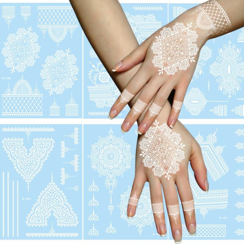 Lace Temporary Tattoo Stickers, Henna Style Hollow Design, Waterproof Non-Fading, Gentle Skin Friendly, Perfect for Weddings