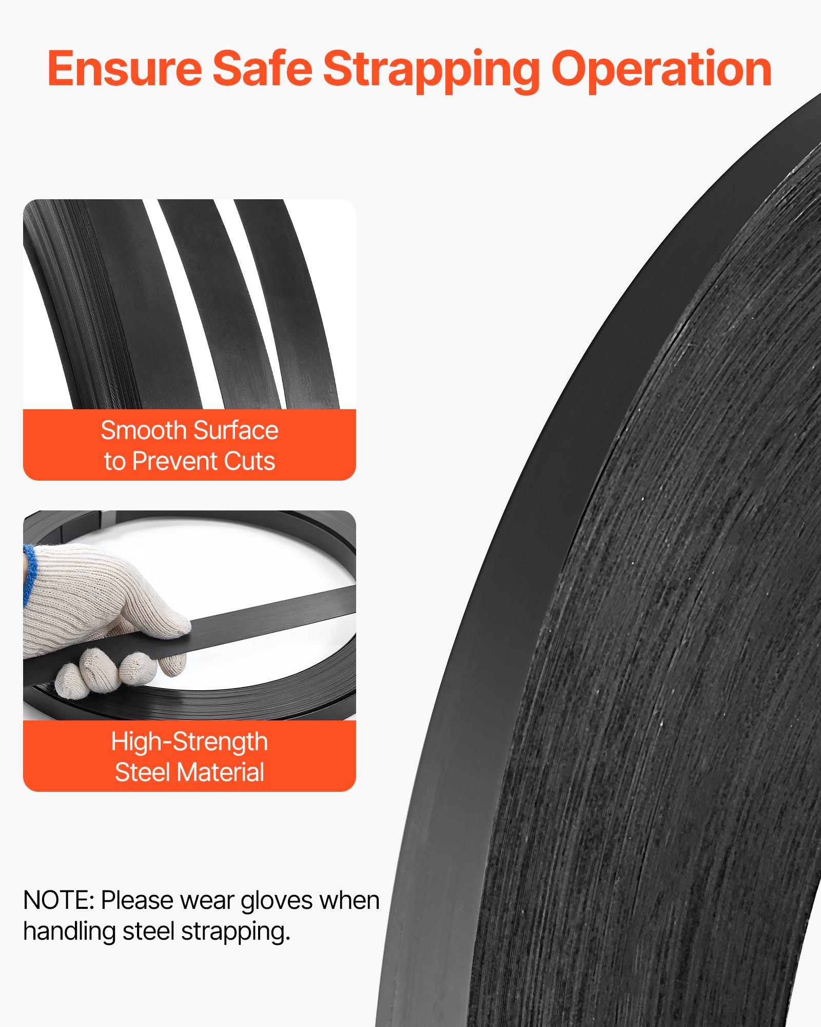 Steel Strapping Coil, 3/4 inx 0.02 inx 1640 ft, Metal Strapping Banding Roll Withstands Harsh Environment, 1700 lbs Break Strength, Heavy Duty Banding Pallet Strap Coil for Pallet Packing