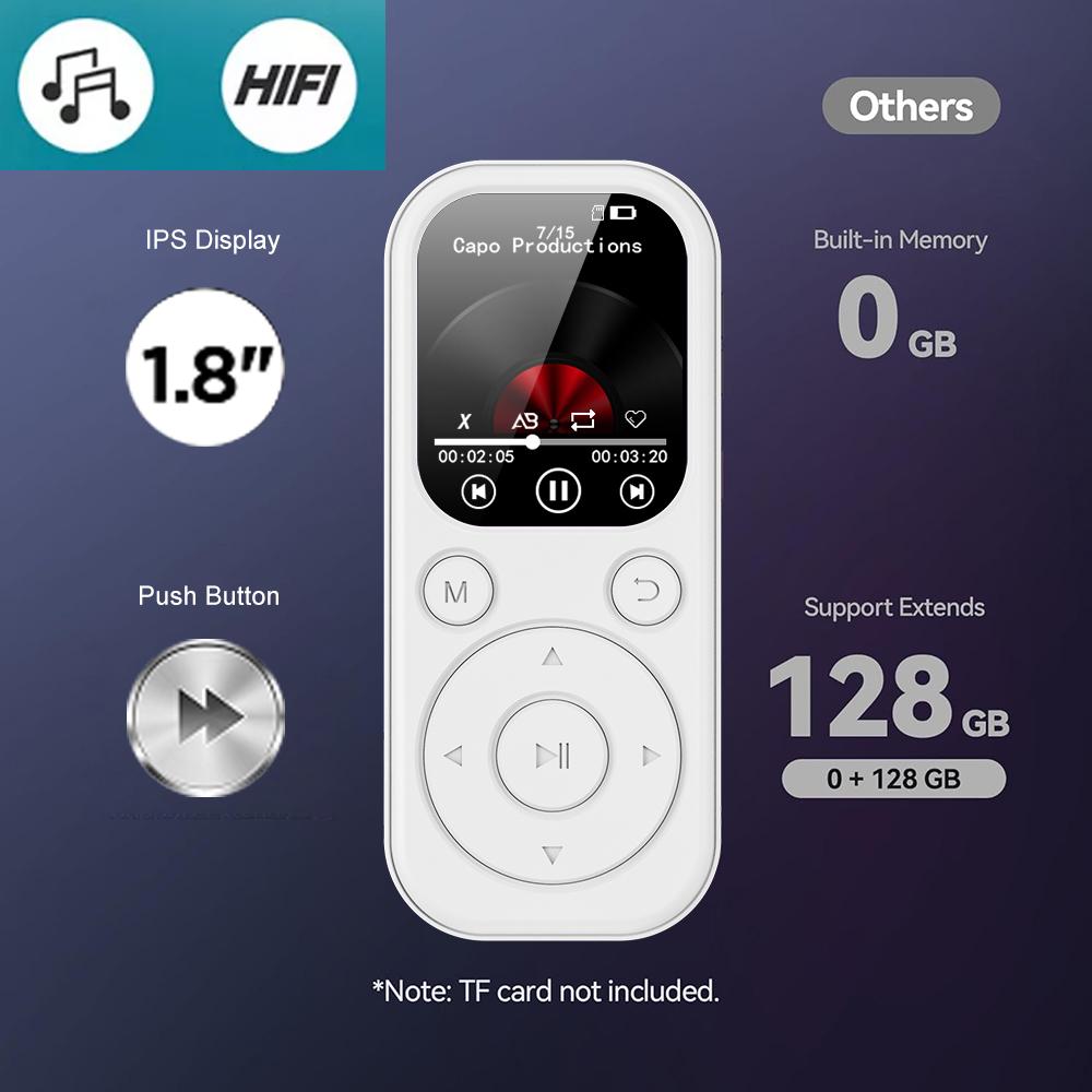 Chargeable Bluetooth MP3-MP4 Audio Player, 5.4 Bluetooth Version, Type-C Port for Fast Charging, Expandable Memory Card Support, FM Recording, E-Book Function