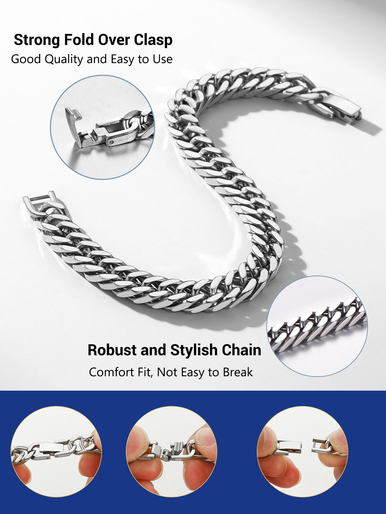 PROSTEEL Franco Chain Link Bracelet Stainless Steel Cuban Chain Bracelet Trendy Chunky 8mm/12mm/17mm Width Bracelets Unisex For Men Women Gift Box
