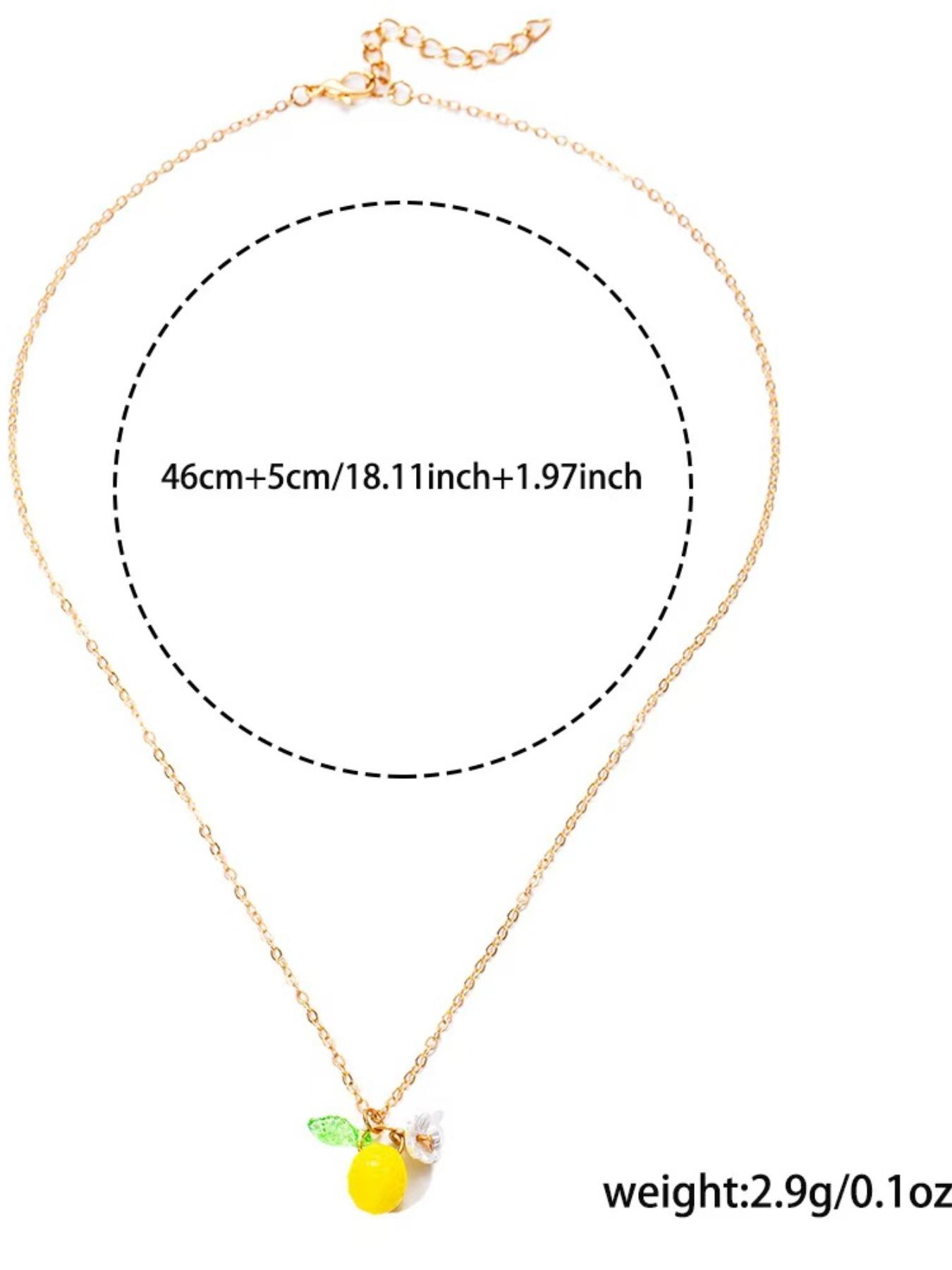 Fresh Sweet Fruit Lemon Flower Leaf Pendant Necklace, Adjustable Metal Chain, Cute Design, Perfect Gift for Birthday, Mother's Day, Friends