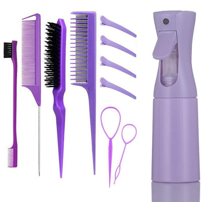 10/11PCS Hair Styling Tools Set with Edge Brush, Rat Tail Comb, Smoothing Brush, Hair Clips & Braiding Loop Tools, Slick Back Hair Styling Kit for Parting, Braiding, Detangling, Ponytails & Daily Hair Care, Salon Hair Accessories for Women & Girls