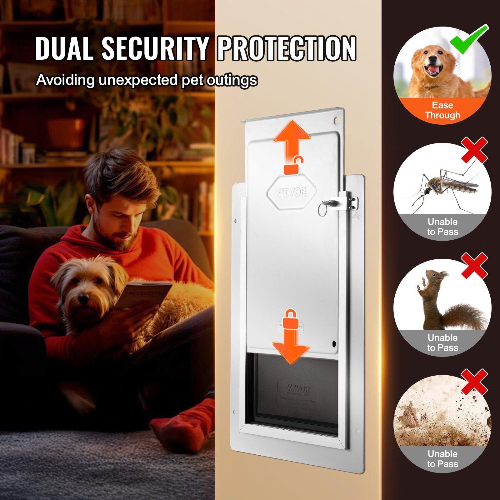 fathersdaygift VEVOR Pet Door, 9.29x 13.19MetalFrame with Lock and3-Flap System, Weatherproof Doggy Door, Easy to Install in Interior or Exterior Walls, Pet Door Suitable for Cat Doggie Kitties (White-Small) fathersdaygift VEVOR Pet Door, 9.29x 13.19MetalFrame with Lock and3-Flap System, Weatherproof Doggy Door, Easy to Install in Interior or Exterior Walls, Pet Door Suitable for Cat Doggie Kitties (White-Small)