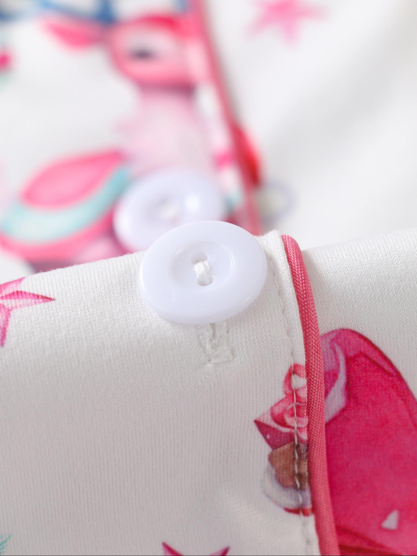 Two-piece Set Women's Christmas Print Button Front Pocket Shirt & Elastic Waist Pants Pyjama, Casual Comfy Long Sleeve Collared Top & Trousers Pajama Set, Women's Sleepwear for Spring & Fall