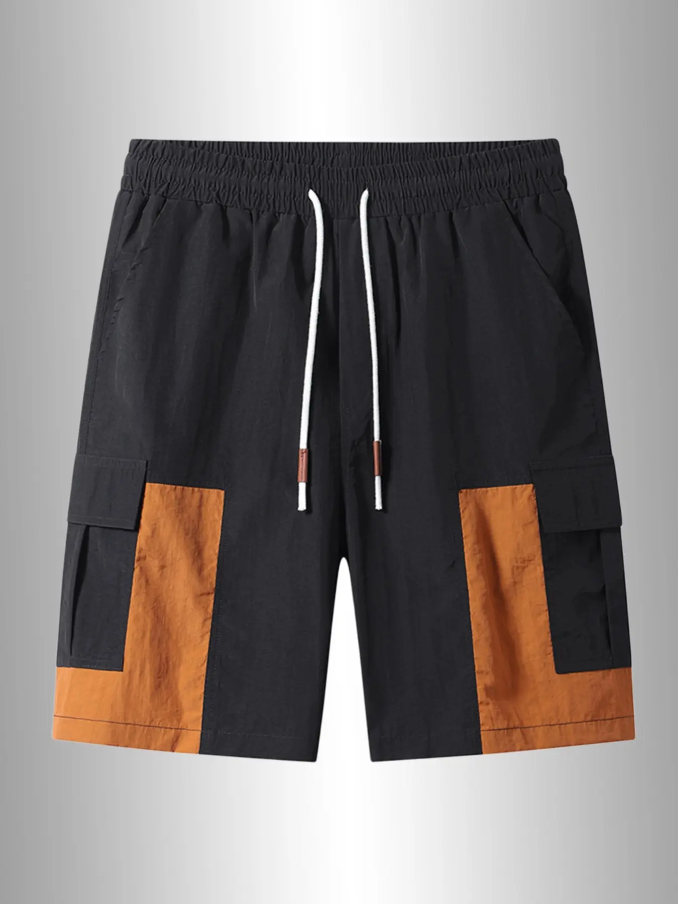 Men's Lightweight Ice-Feel Quick-Dry Anti-Wrinkle Wide Waist Drawstring Shorts, Streetwear Style, Outdoor & Daily Wear, Trendy Five-Pocket Design