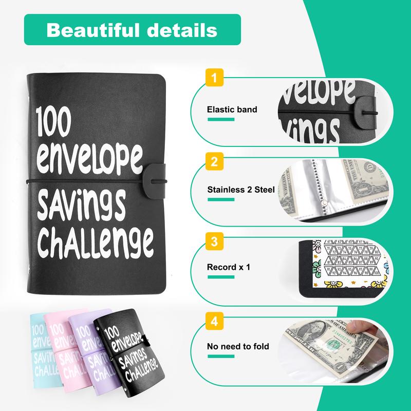 100 Days  Saving Challenge Coin Envelope BudgetStorage Book - Binding Covers With Daily Savings Tracker,Habit-Forming System, And Cash Savings Goal Of $5050Develop A Consistent Savings Habit