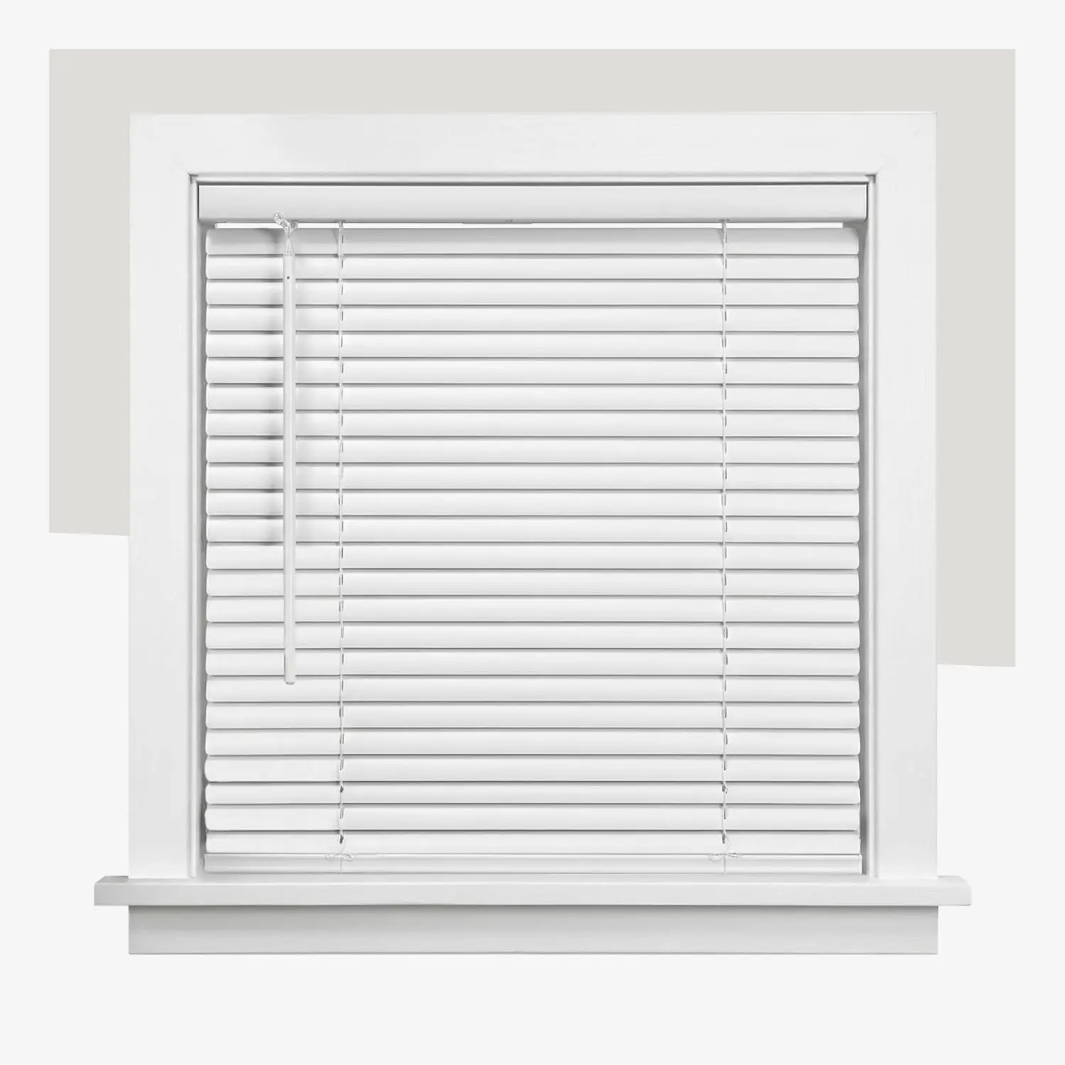 Cordless Mini Blinds for Indoor Windows, 47" W x 48" H, White Vinyl 1" Slats with Tilt Wand, Light Filtering to Room Darkening, Moisture-Resistant, Child-Safe, Screw-Mount InstallationGift