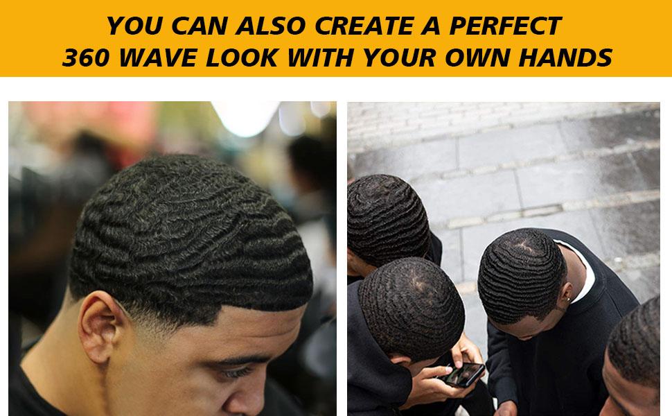 Wave Pomade Hair Care Kit for Men 360 Waves Silky Shine Strong Hold Easy Wash with Curved Brush and Durag Cap Training Set Comfort Synthetic