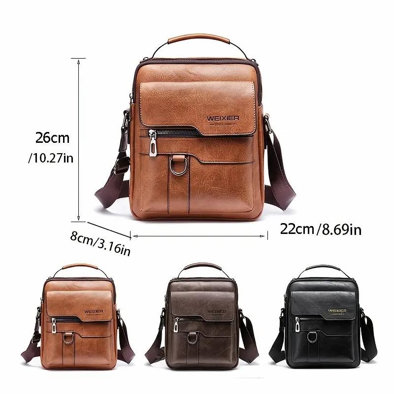 Vintage-Style Men's Crossbody Shoulder Bag - Stylish Business Handbag with Adjustable Strap, Multiple Compartments, and Classic Design - Perfect for Daily Use, Work, and Travel Fathersdaygift