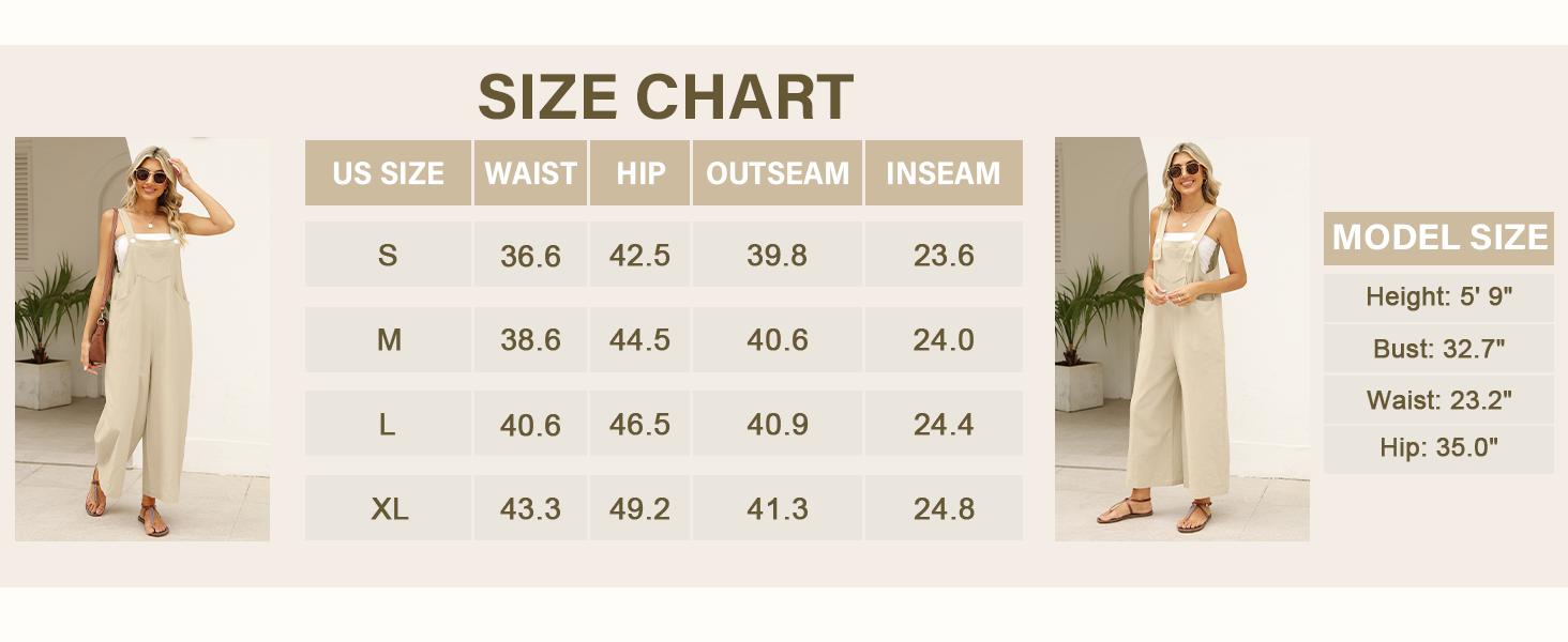 Women's Summer Cotton Linen Bib Overalls Baggy Sleeveless Adjustable Wide Leg One Piece Jumpsuits Womenswear Casual Fabric Soft Basic Minimalist Strap Strappy