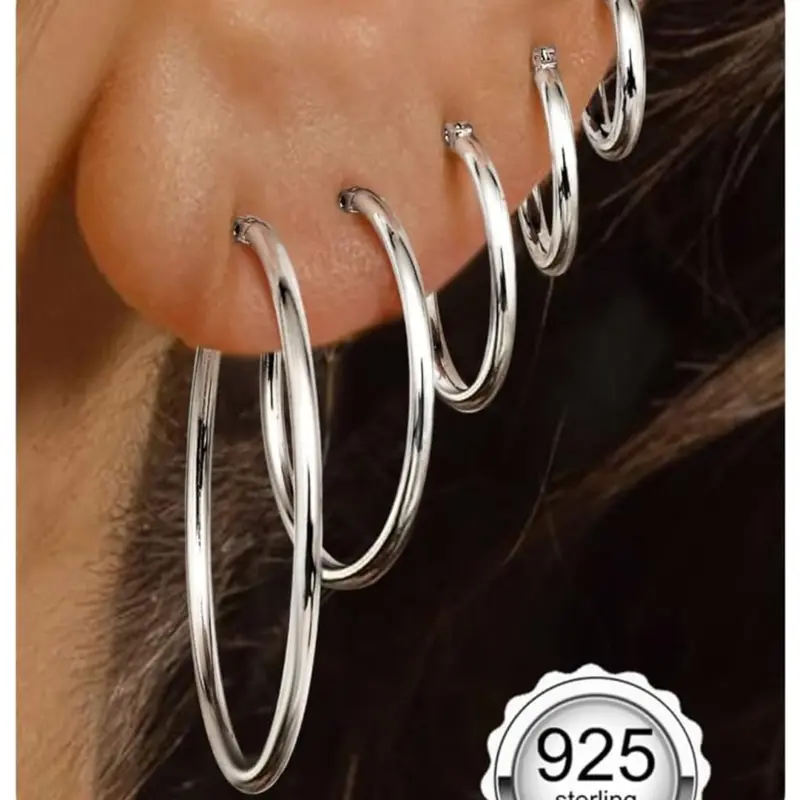 5 Pairs Hoop Earrings for Women, Small 14k & Silver Color Hoops, Hypoallergenic Silver Hoop Earrings, Medium Big Earring Stacks, Earrings Set, Hoop Shape Earrings, Earrings Jewelry