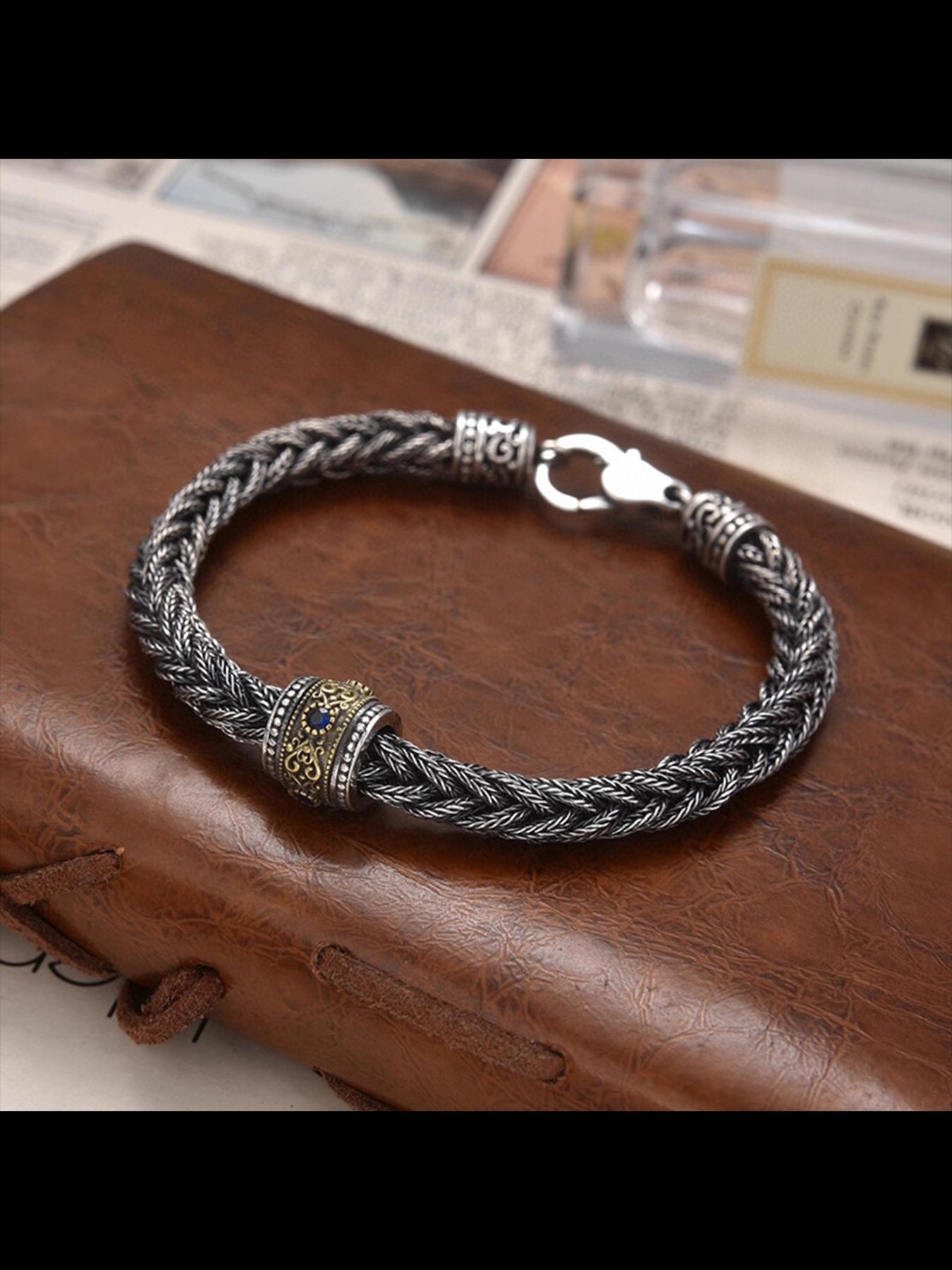 New Fashion Versatile Handmade Braided Fox Tail Square Bracelet Bead, Unisex High-End Romantic Couple Jewelry, All Seasons Casual Style