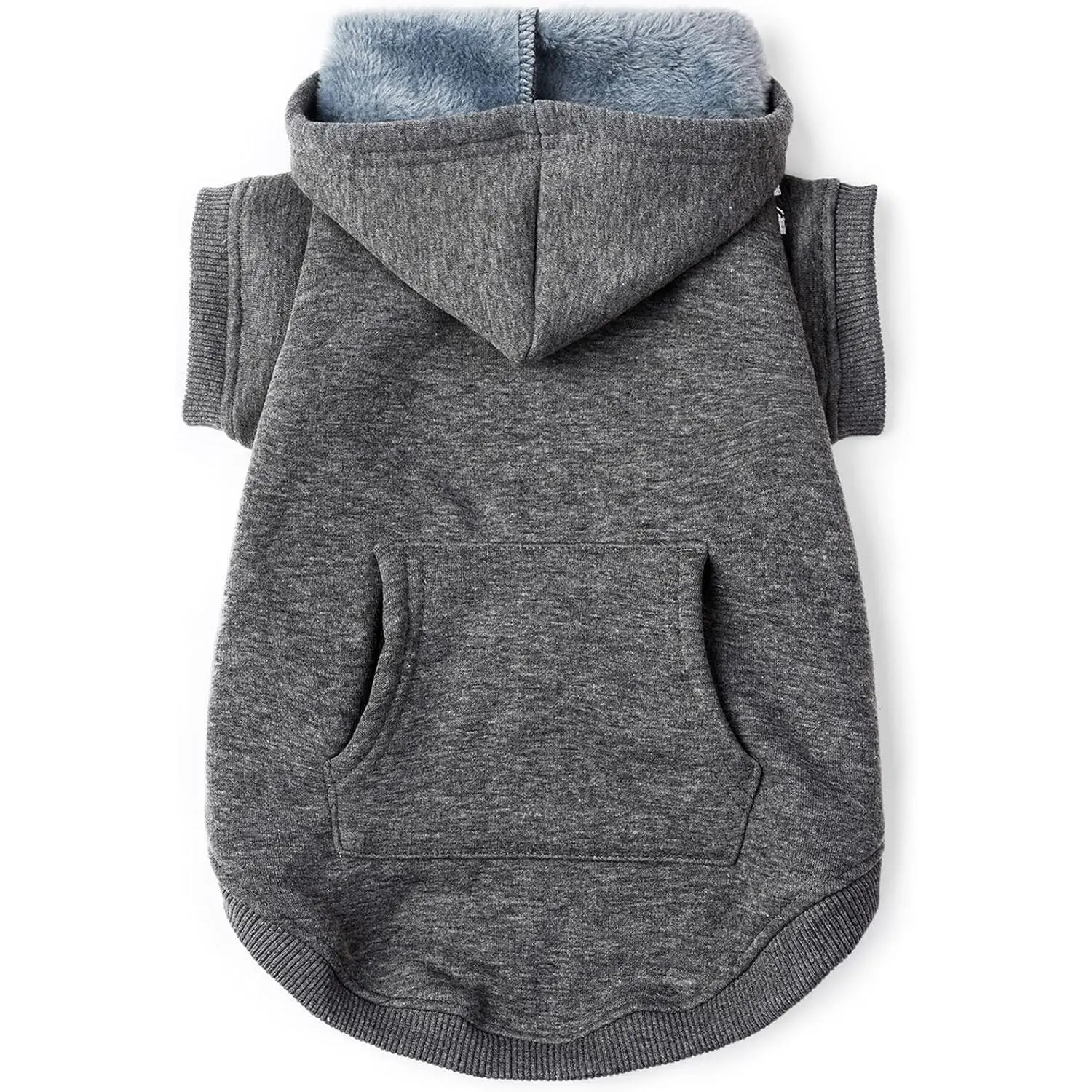 Dog Hoodie Fleece Puppy Clothes Warm Sweater with Hat for Small Dogs Cat Hooded Shirt Kitten Pet Basic Hoodies Sweatshirt with Pocket Doggie Soft Winter Coat Apparel (Grey; L)