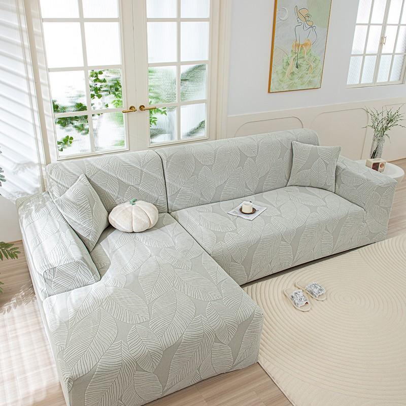 Leaf Pattern Elastic Sofa Cover, Multi-Color Options, Fits L-Shaped/standard Sofas, Wrinkle Resistant, Easy Installation, Washable, Pet Friendly