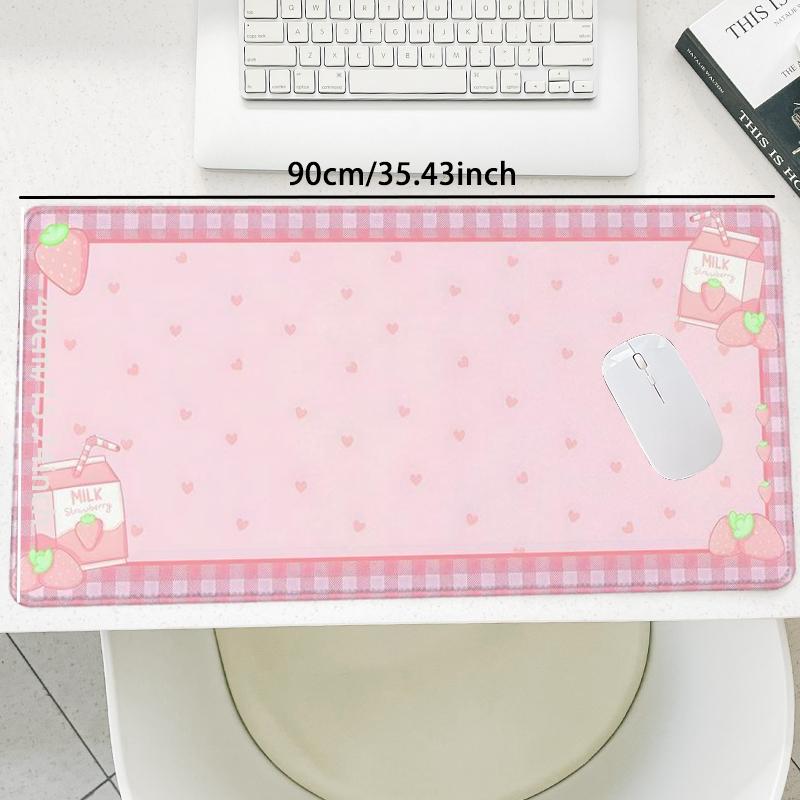 Cute Strawberry Pattern Mouse Pad, Rectangle Gaming Mouse Pad, Office Desk Keyboard Mouse Pad for Home Office Game Room Desk, Cute Desk Accessories