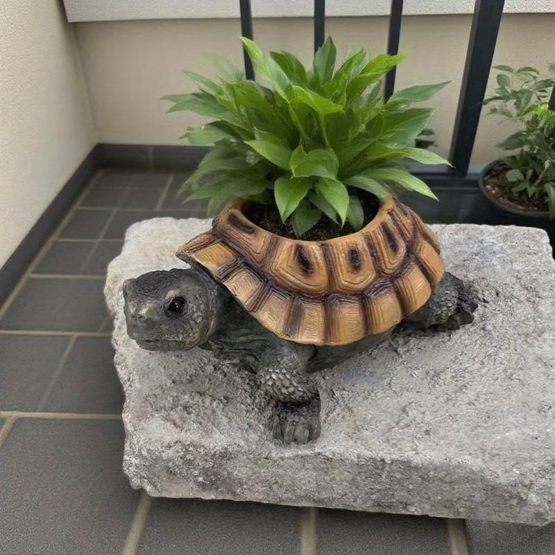 Creative Turtle Resin Planter, Vintage Style Drainage Pot, Ideal for Succulents and Plants, Indoor/outdoor Garden Decor
