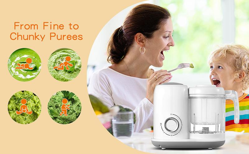 Baby Food Maker 4-in-1: Steamer Blender Warmer & Defroster | Baby Food Processor with Vegetable Chopper & Meat Grinder | BPA Free, Dishwasher Safe electric machine Gift BFM001