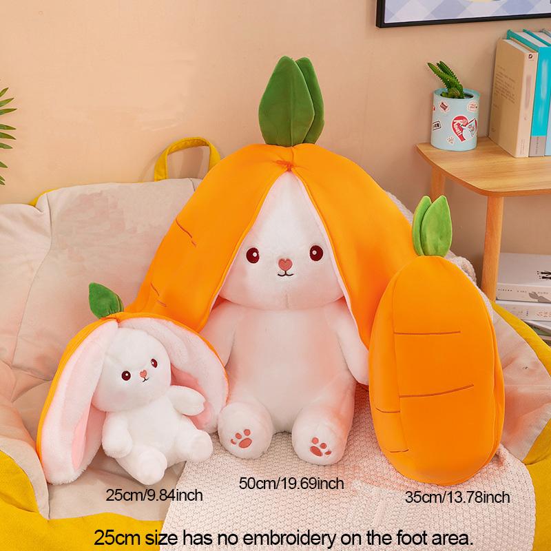 Fun Transform Rabbit Plush Toy, Multisize Options, Bedtime Doll, Sleeping Pillow, Easter Gift for Ages 6+, No Box Included