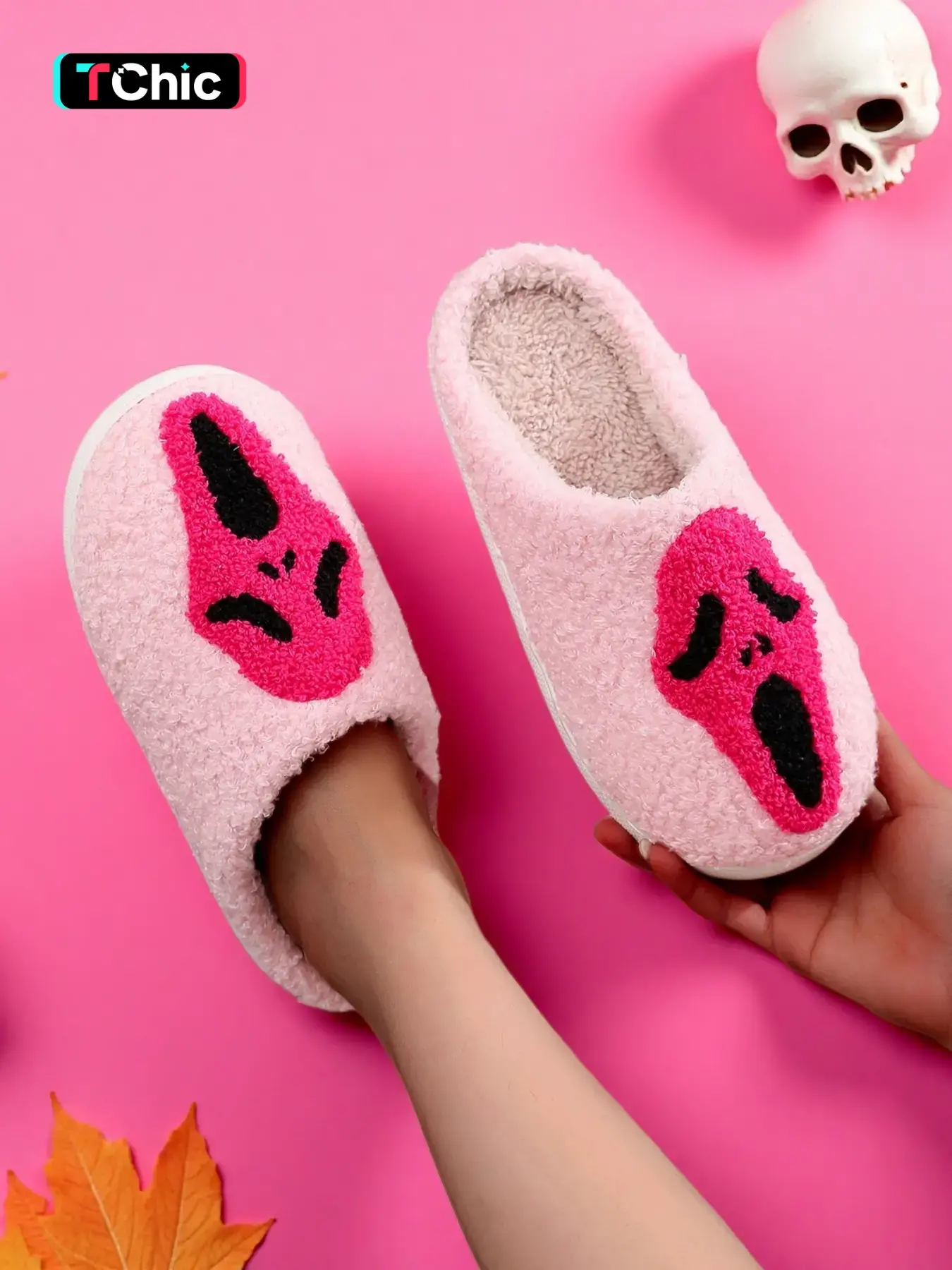 Women's Punk Style Halloween Skull Slippers, Soft Comfortable Home Shoes for Fall & Winter, Ideal Christmas Gift, House Slippers, Ladies Slippers